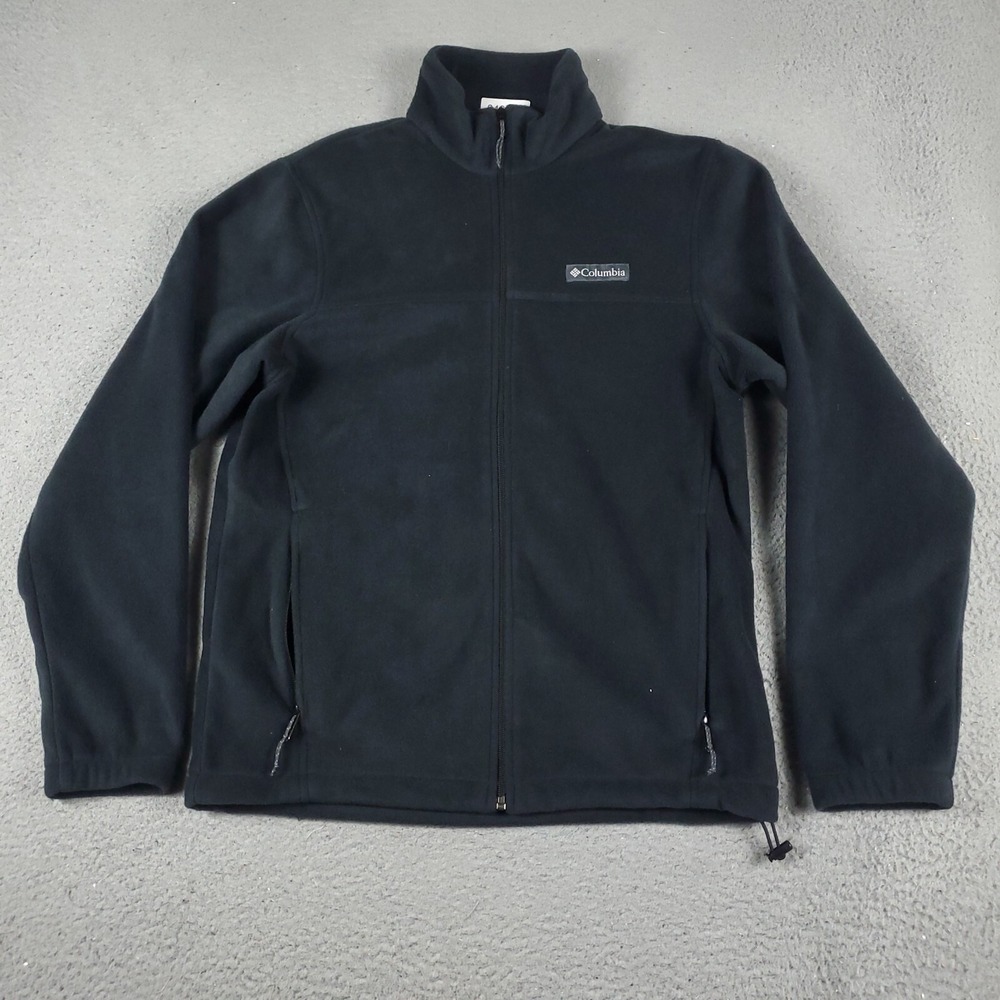 Columbia Sweater Mens Small Black Fleece Outdoors Full Zip Up Sweatshirt